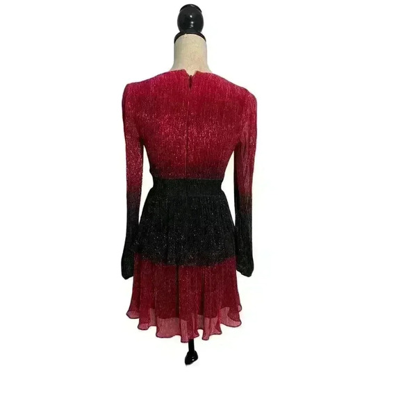 Dress The Population Mini Dress Metallic Ombre Red Black Womens Size XS - Picture 5 of 5